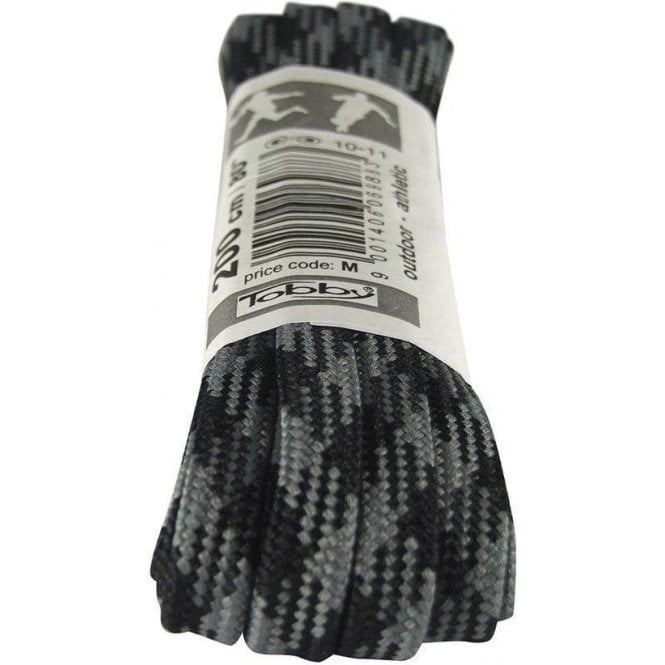 BIG LACES Strong Flat Black and Grey Walking Boot Laces - 8mm wide 180cm