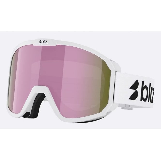 Bliz Rave Junior Goggles-Matte White Black Logo Frame/Brown Pink Lens