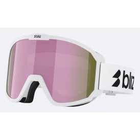 Rave Junior Goggles-Matte White Black Logo Frame/Brown Pink Lens