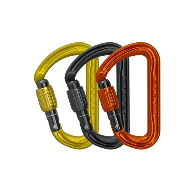 DMM A302-P3A Shadow Screwgate Locking Carabiner 3 P Pack Lime/Grey/Orange
