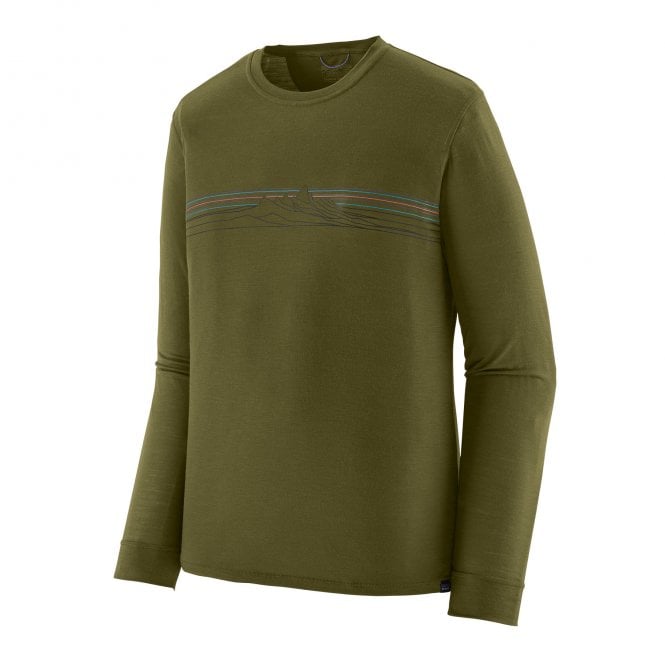 Patagonia Men's Long Sleeved Cap Cool Merino Blend Graphic Shirt