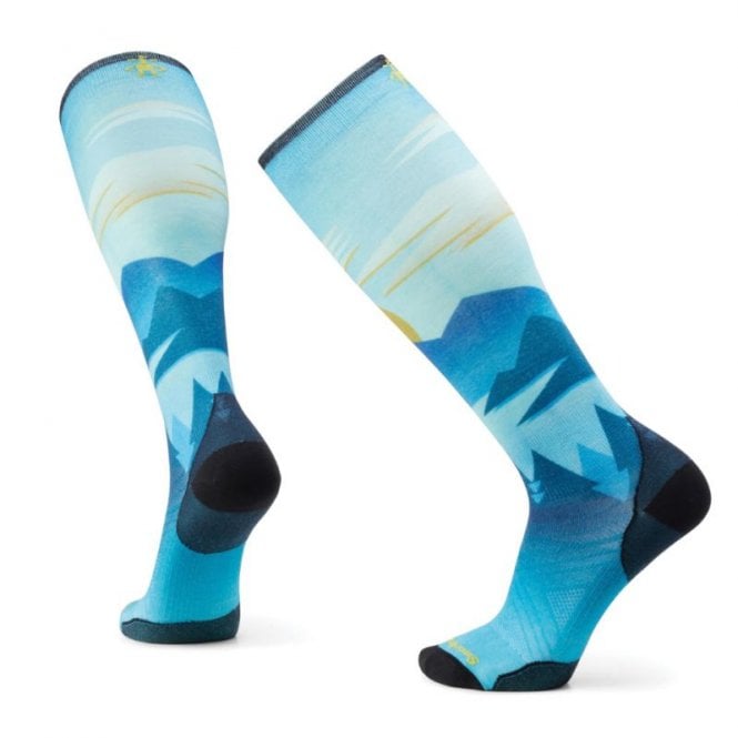Smartwool Ski Zero Cushion Chasing Mountains Print Over The Calf Socks